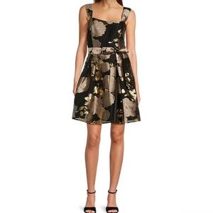 Alex Marie Black and Gold Floral Mini Dress